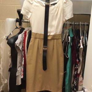 Antonio Melanie Sz 0 Cream& Brown Dress